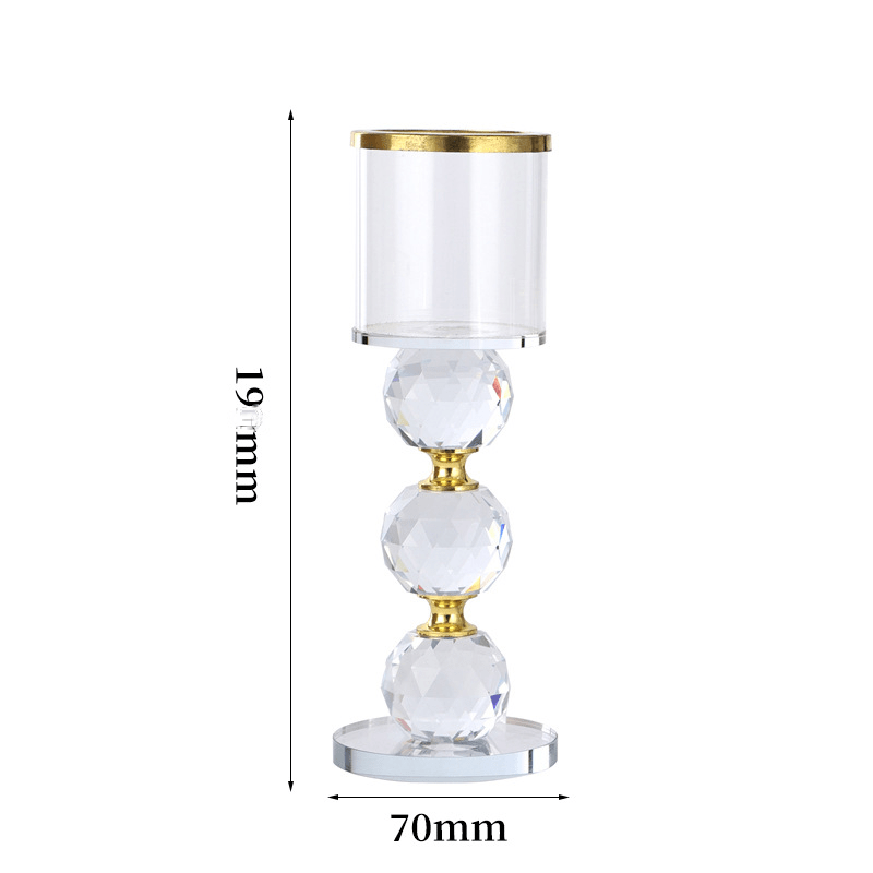 TEMU 1pc 20cm High Windproof Glass Candle Holder With Golden And Silvery Crystal Ball Candle Base, Table Ornament Home Decor For Weddings, Festivals,
