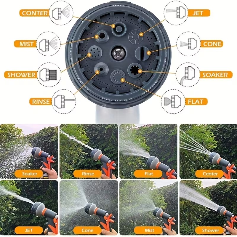 Pistola de agua de jardín de alta presión de 1 pieza con boquilla ajustable, multiusos para riego de jardinería, lavado de coches y limpieza de patio. Diseño duradero y ligero, agarre ergonómico antideslizante naranja y , conexión roscada universal para fácil instalación. Adecuada para diversos