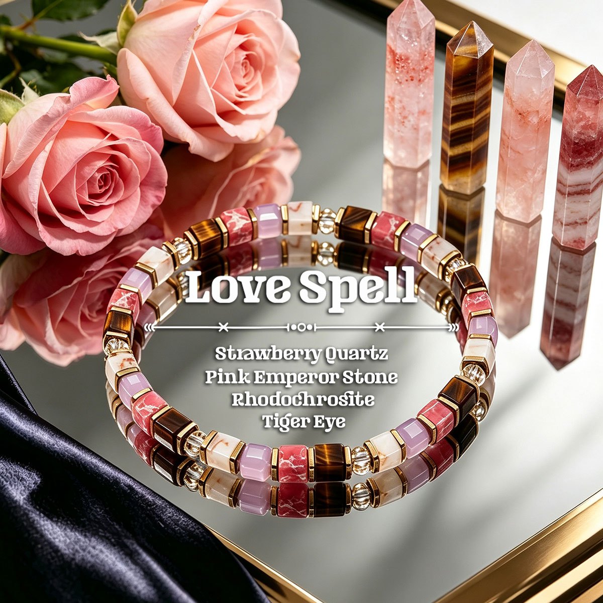 TEMU 4mm Strawberry Quartz, Pink Stone, Rhodochrosite And Eye Bracelet Symbolizing Love Spells, Natural Stone Jewelry, The For Valentine's Day Gifts