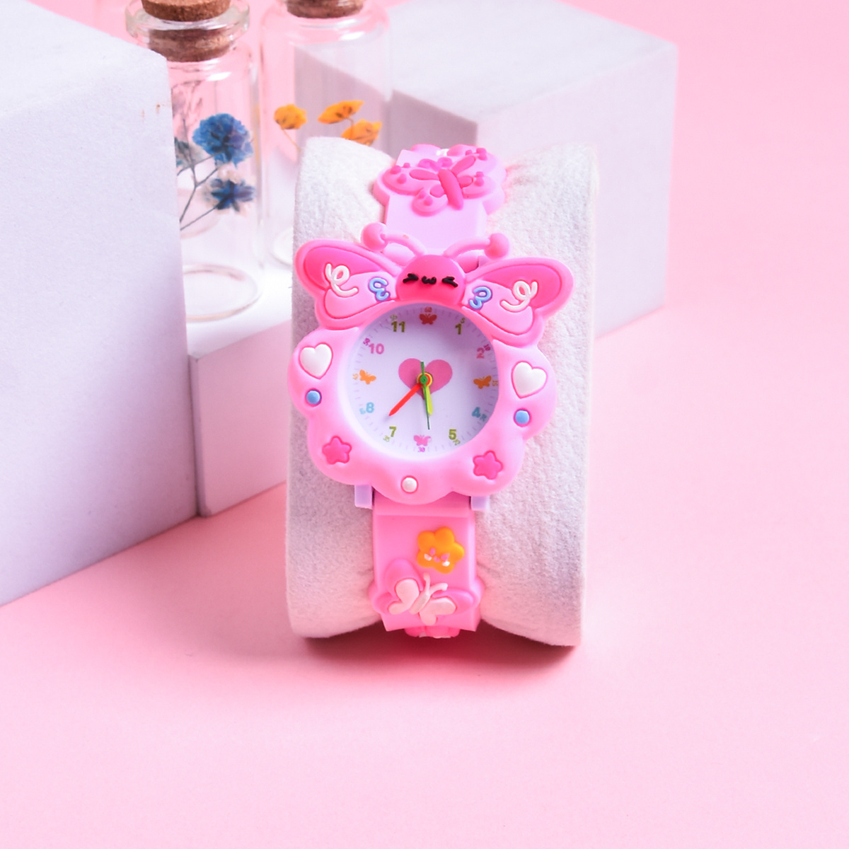 3D Soft Silicone Strap Cartoon Butterfly Watch for Kids