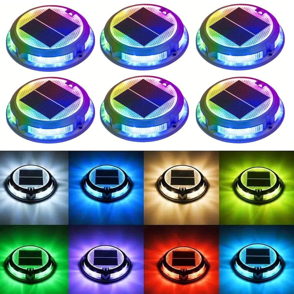 TEMU 2/4/6 Pack Extra Bright Rgb Solar Deck Lights Outdoor, Solar Steps Lights, Ip68 Lights Aluminum Solar Driveway Outdoor Lights For Garden Stair