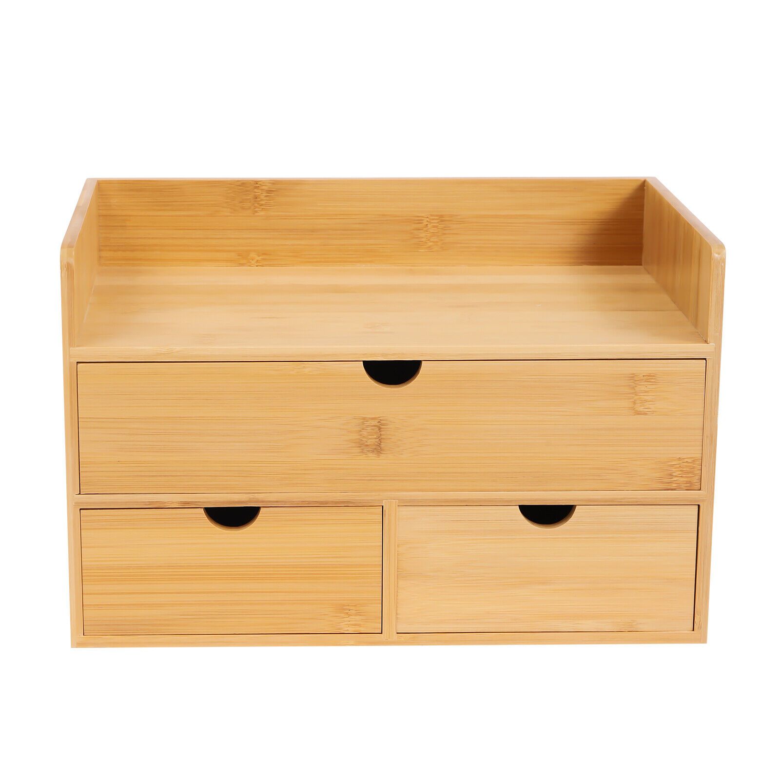 Image of 1pc 100% Original Bamboo Desk Organizer - Mini Bamboo Desk Drawer Tabletop Storage Organization Box For Office Home Toiletries Supplies, No (3 Drawer), 30 X 19 X 20 Cm/12 X 7.48 X 7.87 Inches