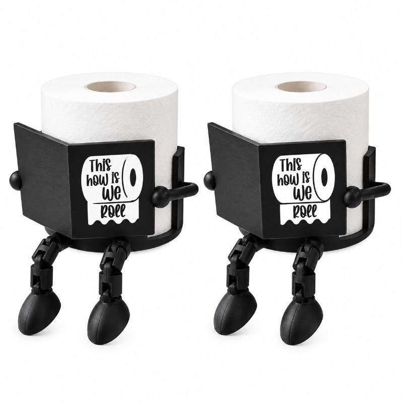 TEMU 2pcs Freestanding Tissue Holder Featuring A Creative, Intricate ; Suitable For Bathrooms And ; A Decor Accent; Black Plastic Tissue Dispenser;