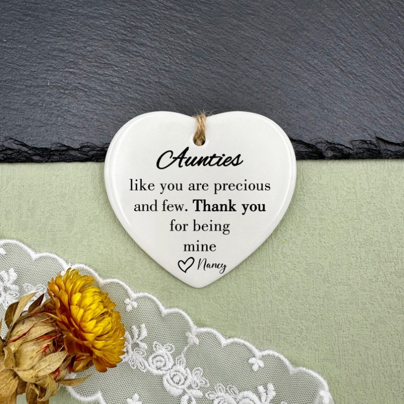 TEMU 2d Flat, 1pc Precious Auntie Thank You Gift - Bohemian Heart Plaque Sign With " Are Precious & Few" Message, Keepsake For Aunt, Wedding, Family