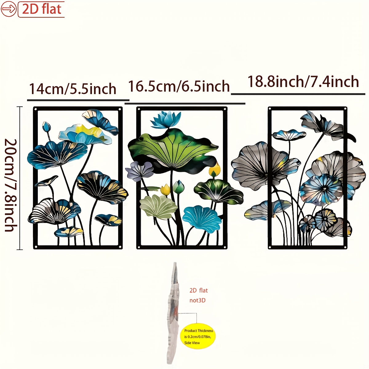 TEMU 2d Flat, 3pcs Bohemian For Lotus Leaf Wall Panels - Frameless Acrylic Suitable For Decor, Modern Minimalist Suitable For Rooms, Irregular Shape