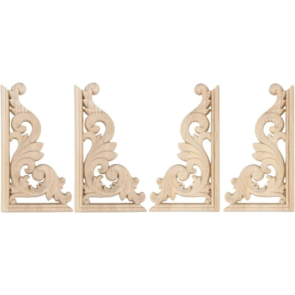 Image of 4pcs Set Of Solid Wood Carved European Style Corner Cabinet Doors For Home Bedroom And Living Room Furniture Decoration