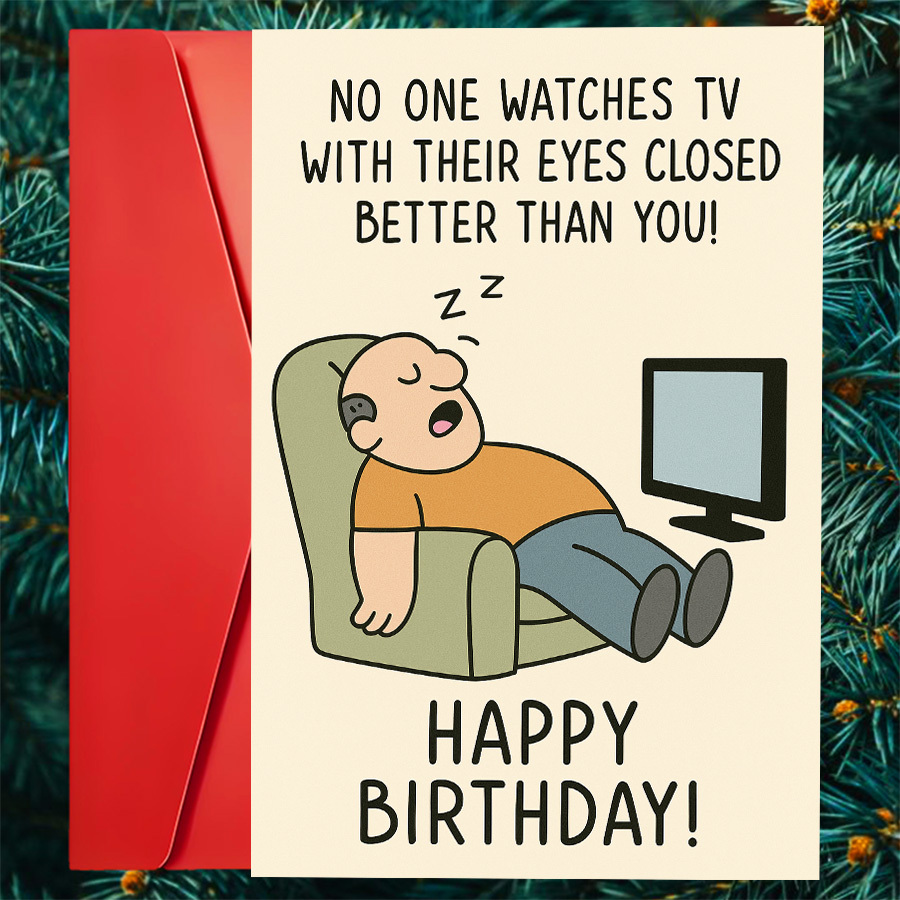TEMU 1pc Funny Birthday Card For Men Who Love Relaxing And Tv Time Great For Dad Husband Or Friend Humorous Greeting To Birthdays With