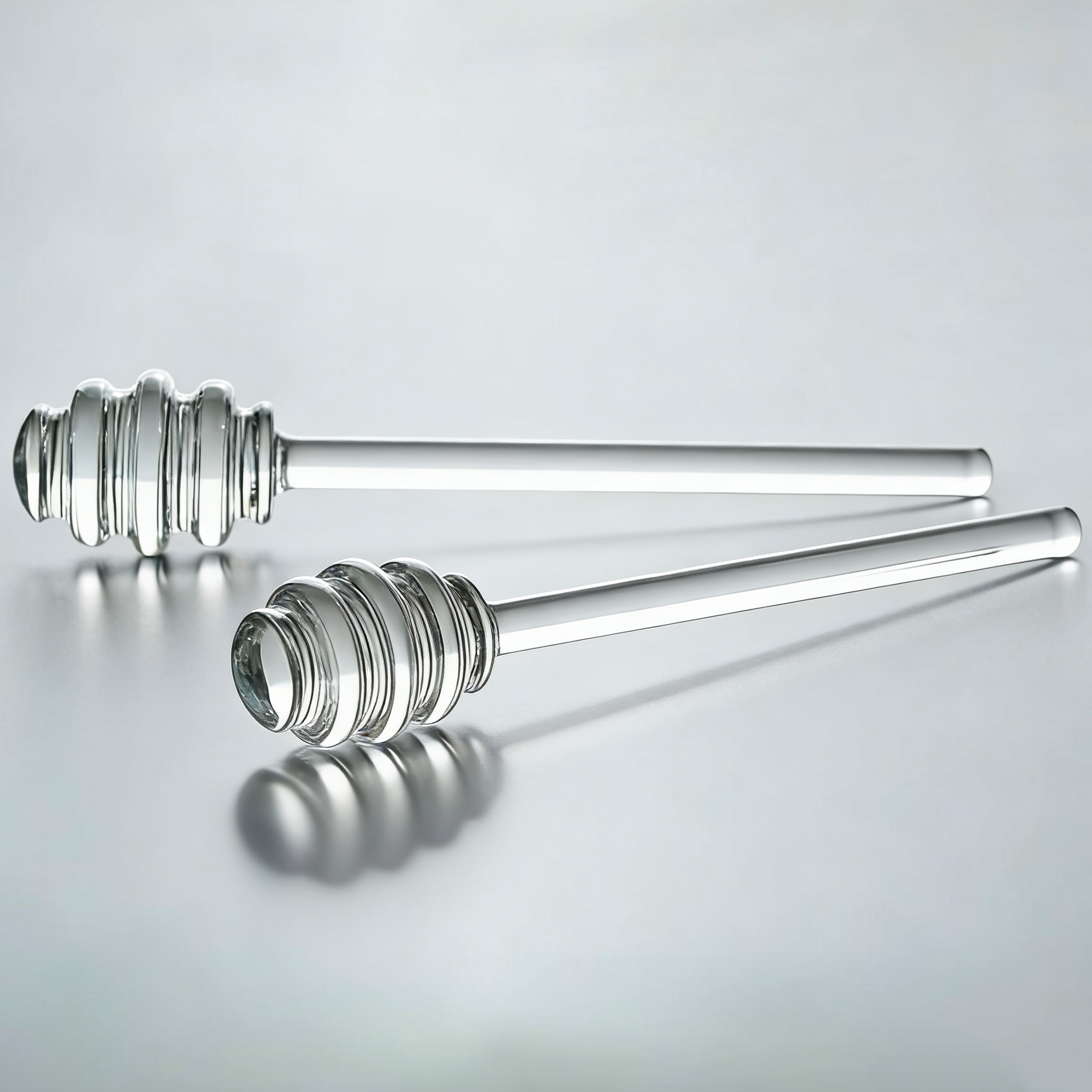TEMU 2pcs Transparent Glass Honey Sticks With Spoon - 6” Hygienic Honey Wand Suitable For Honey Pot Jars, Honey Dispenser, Spoons For Home Kitchen,