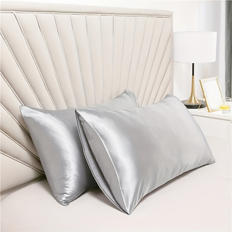 satin pillowcase   polyester solid color envelope closure breathable cooling machine washable luxurious   350 400 gsm home bedding decor details 6