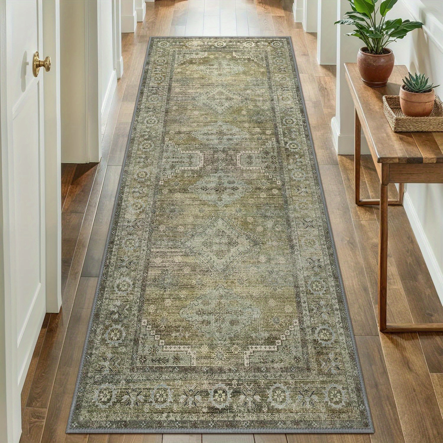 TEMU 1pc Bohemian Style Runner Rug, Cozy And Decor, Indoor/outdoor Printed Floor Mat, Bohemian Decoration, Suitable For , Kitchens, Laundry Rooms,
