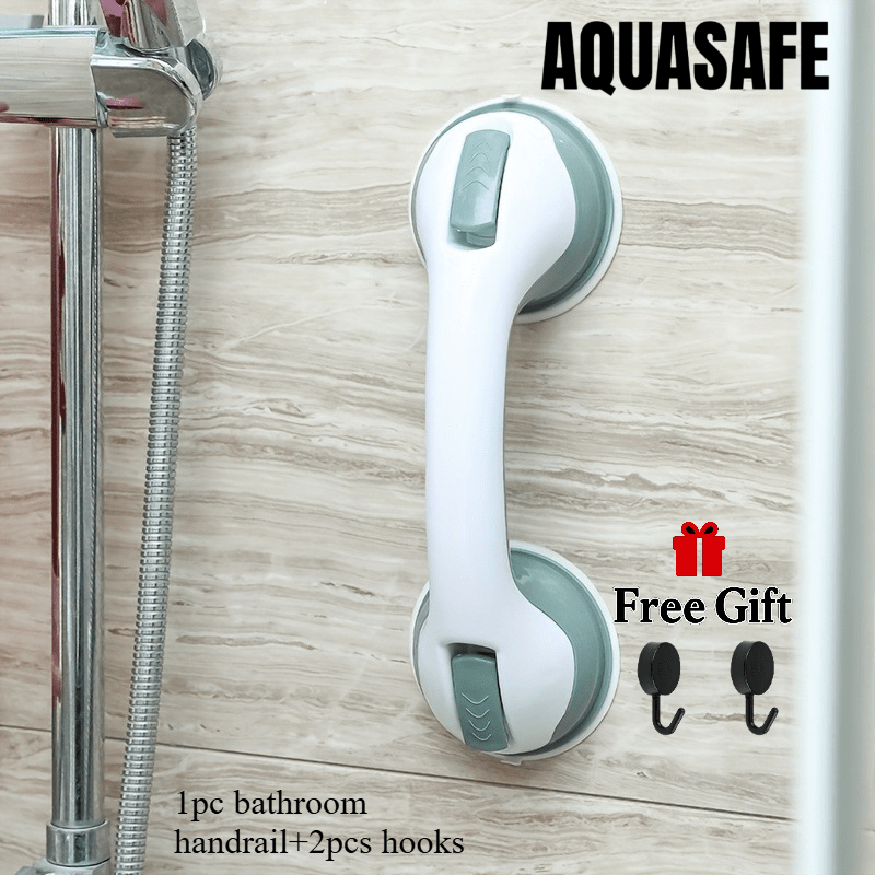 TEMU Set van 3 stuks: 1 stuk douchehandgreep + 2 stuks haken, veiligheidshulp handgreep, antislip ondersteuning, veiligheidshandgreep voor toilet en