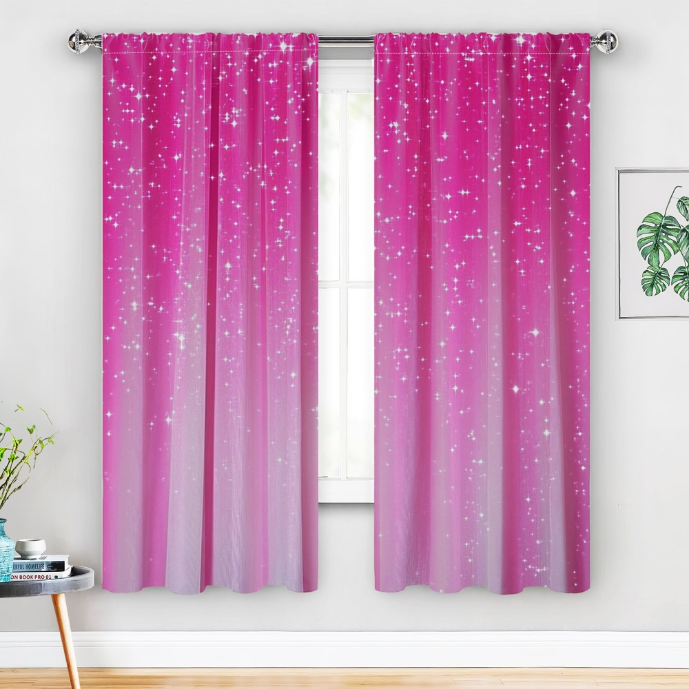 

2 Sets Of Pink Ombre Curtains Featuring And A Design, Suitable For 's And Teen Bedrooms, In Sizes 21.65x59, 41.34x82.68, And 44.5x90.55 Inches.