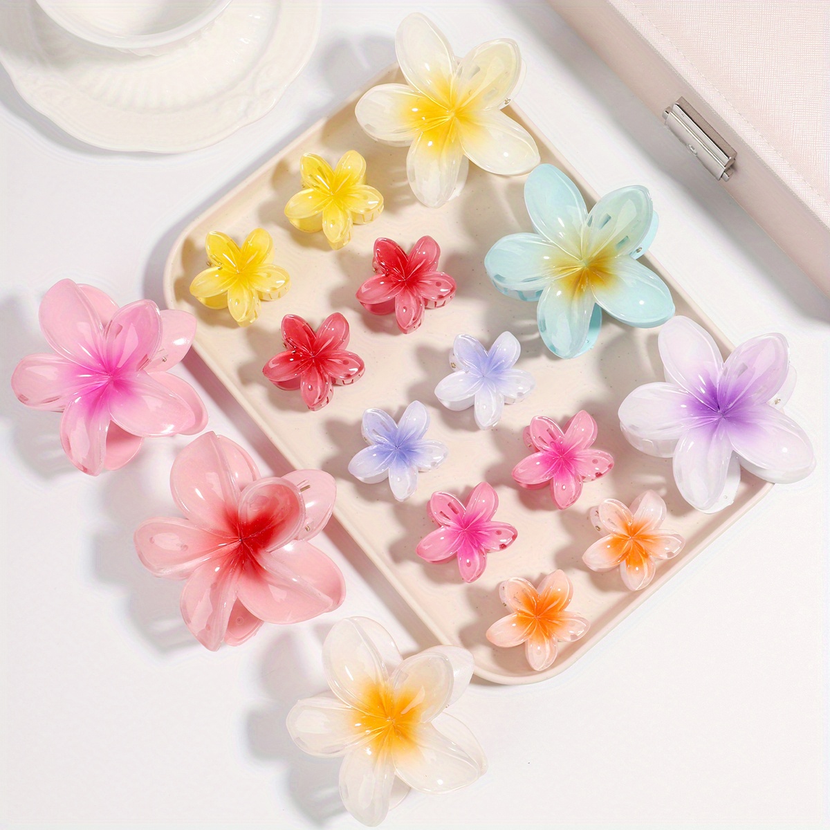 16 Pinces à Cheveux En Forme De Fleur - Barrettes Décoratives Roses - Lot Uxcell