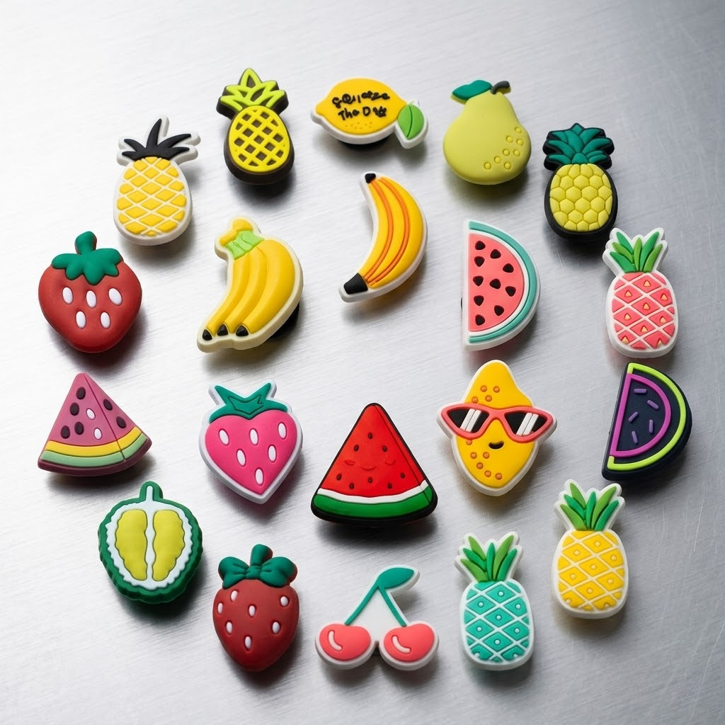 TEMU 20 piezas Divertida Serie de Frutas Coloridos Material de PVC Decoración de Zapatos Sliders Agujero Zapato Sandalia Adiciones Pack de Amuletos