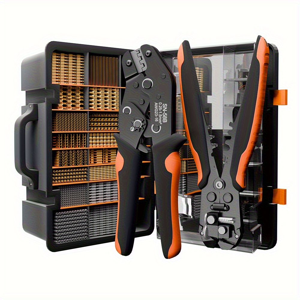 5 scene 600pcs ratchet crimping tool set suitable for awg 23 16 0 25 1 5mm terminals and 2 8 4 8 6 3mm male female connector combo kit