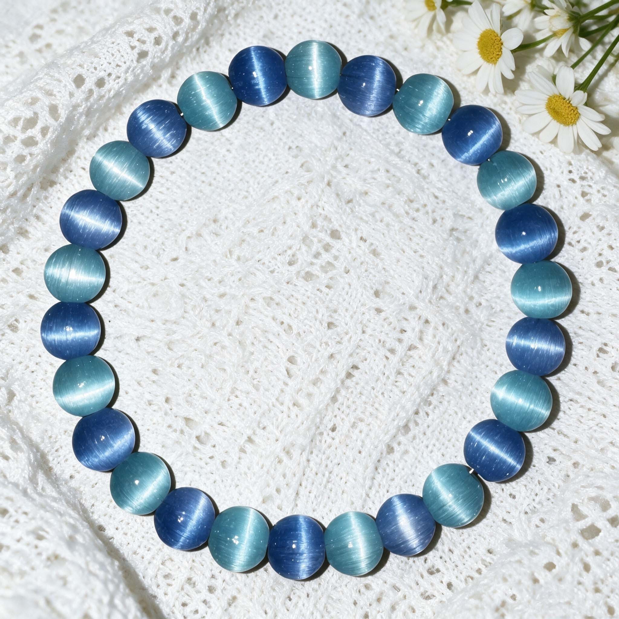 TEMU 1pc Cat Eye And Handmade Bracelet, Women's Style, Suitable For Daily Wear, Vacation, And Parties, Holiday Gift, Birthday Present, Christmas, New
