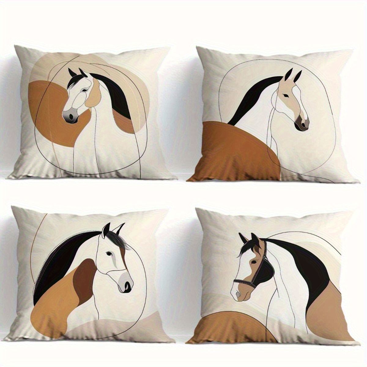 TEMU Ensemble de 4 housses de coussin décoratives ultra-douces, adaptées à toutes , housses de coussin imprimées amovibles, housses de coussin