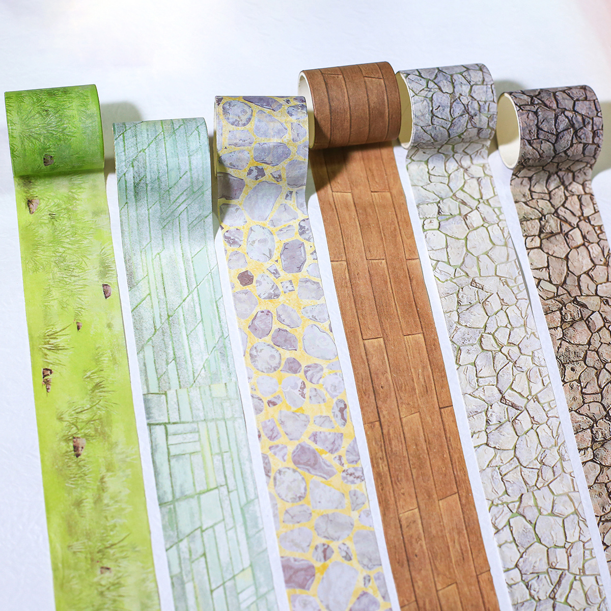 E-shop 6 Rollen Marmorstein-Pflaster Washi-Tape - Mattes Papierklebeband mit unregelmäßigen Steinmustern & Akzenten für Scrapbooking, Junk Journals,