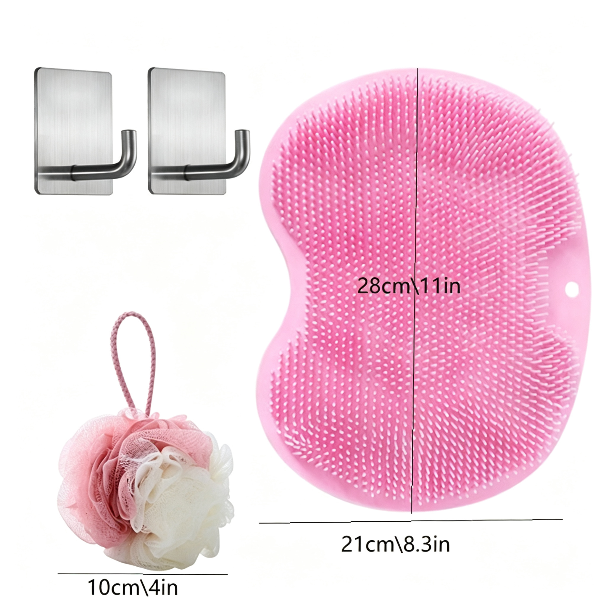 4pcs Comfortable Massage Mat and Loofah Set