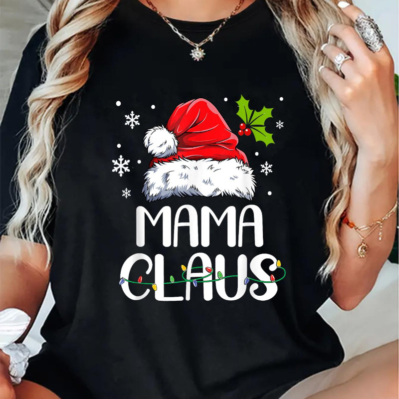 

100% Mama Claus Santa Funny Christmas Pajama Matching , Plus Size, Round Neck, Machine Washable, Best For Christmas