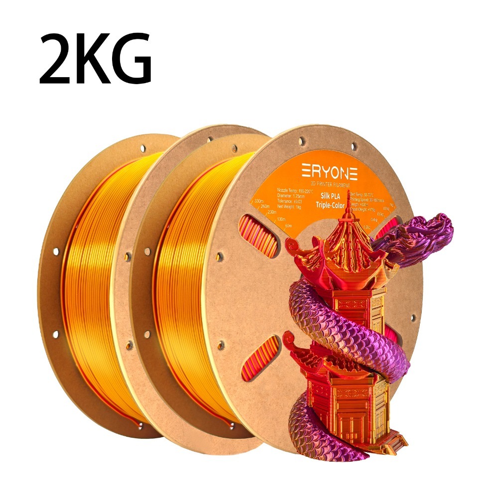 2 Rolls Eryone Pla Tri-color 3d Printer Filament Suitable For 3d Printer, Tri-color Compatible For Fdm/fff, 1.75mm Wide Nozzle, Easy & Transition, For Hobbyists, Schools, Small Businesses