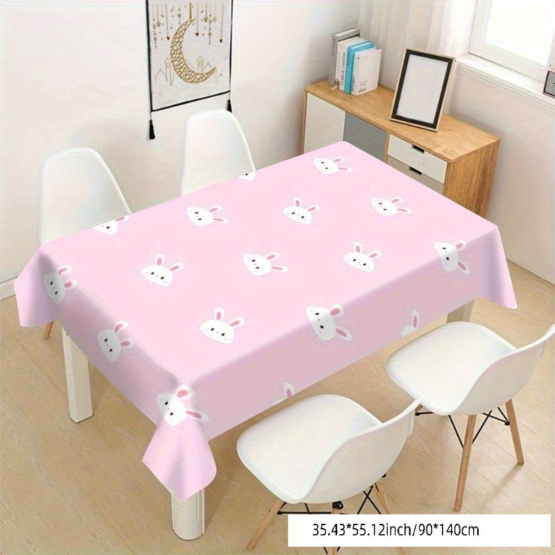 TEMU A Stylish And Soft Tablecloth Featuring A Cute Rabbit Design In A Color, Perfect For Weddings, Birthdays, Christmas, Outdoor Picnics, Garden