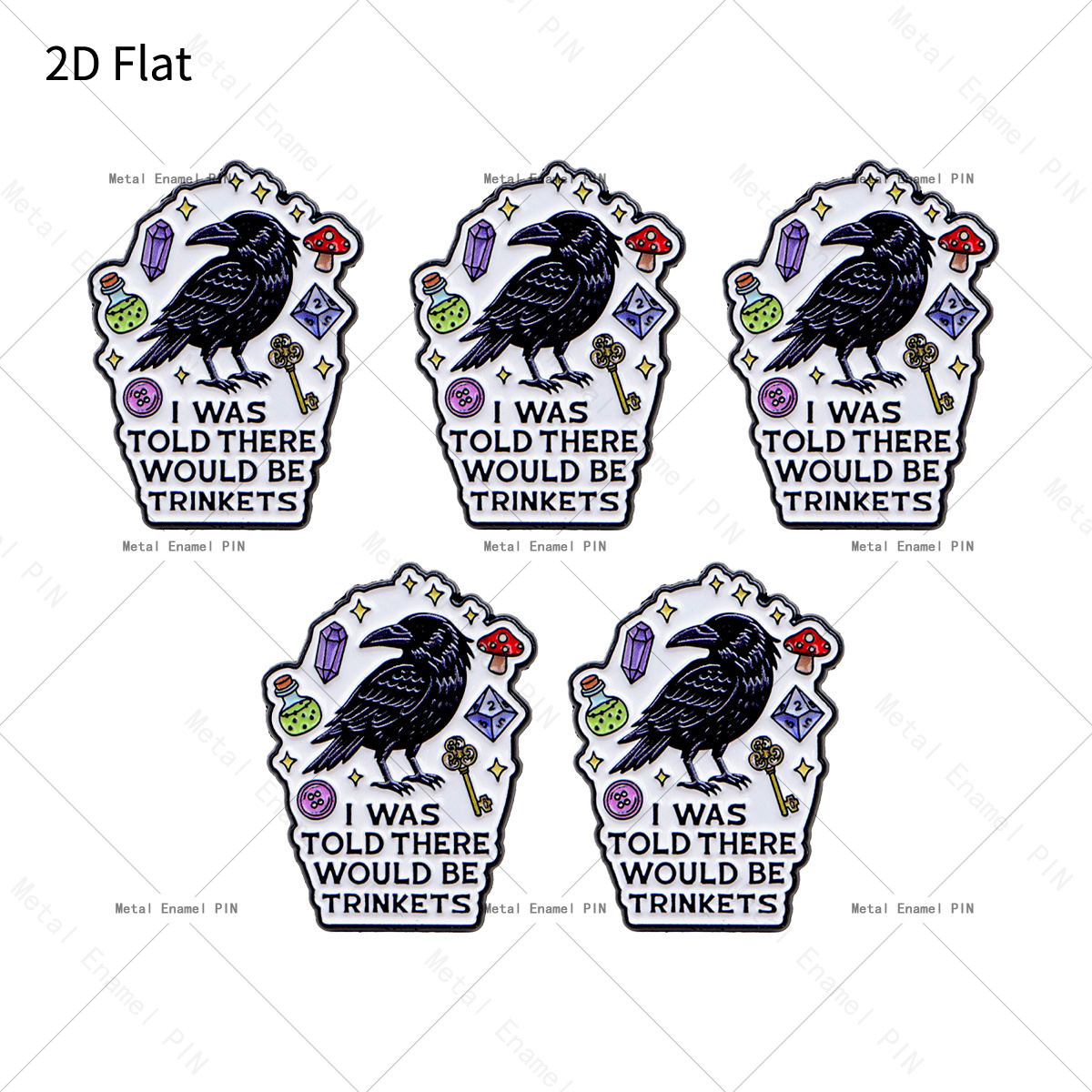 TEMU 2d Flat 5pcs/set "i Was Told Trinkets" Funny Crow Quote Lapel Pins Enamel Pins And Brooches Badge Pins For Backpacks Bags Backpack Cool