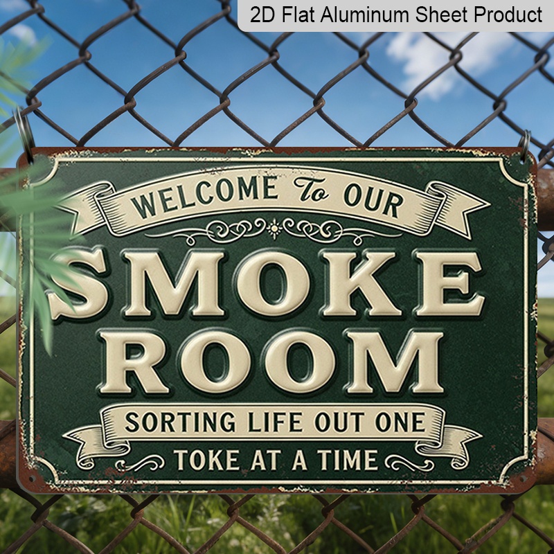 TEMU 2d Flat, [2d Flat] 2d Flat 1pc Vintage Themed Welcome To Our Smoke Room Wall Sign Decor Suitable For Farmhouse Porch And Holiday Gifts Room