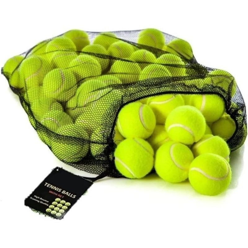 3 12 24pcs yellow tennis balls with net mesh storage bag   dogs pets cricket practice soft rubber playing balls for indoor outdoor games   of 3 12 or 24