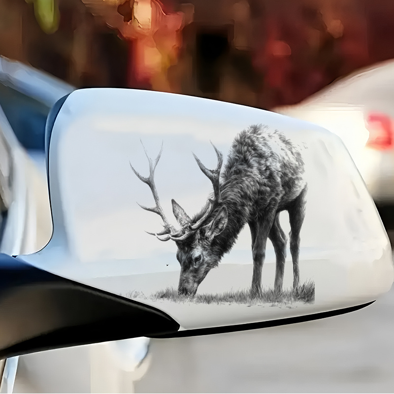 TEMU 6pcs Deer Antler Animal Pattern Creative Car Stickers, Suitable For All Models, Easy To Tear And Remove, Durable And Scratch-resistant,