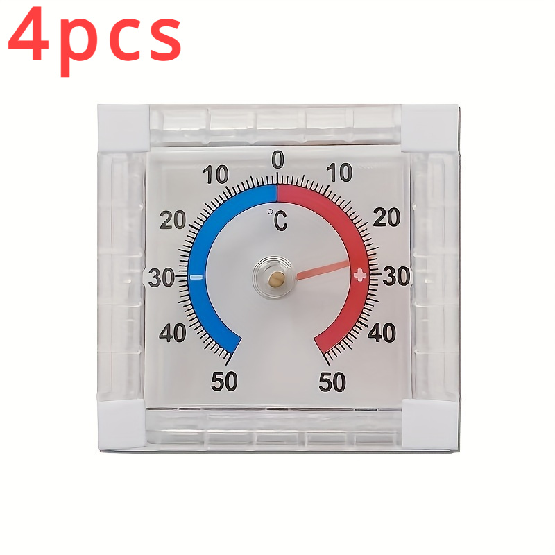 E-shop 4er-Pack Selbstklebendes -50°C~50°C Quadratisches Thermometer mit hoher Genauigkeit, Premium-Thermometer und Hygrometer für Innen und Außen,