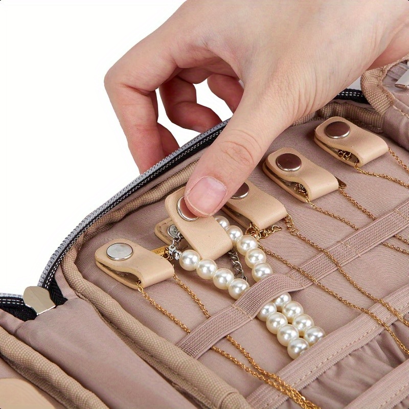 travel jewelry organizer portable storage case for earrings rings necklaces bracelets pink Product details 4