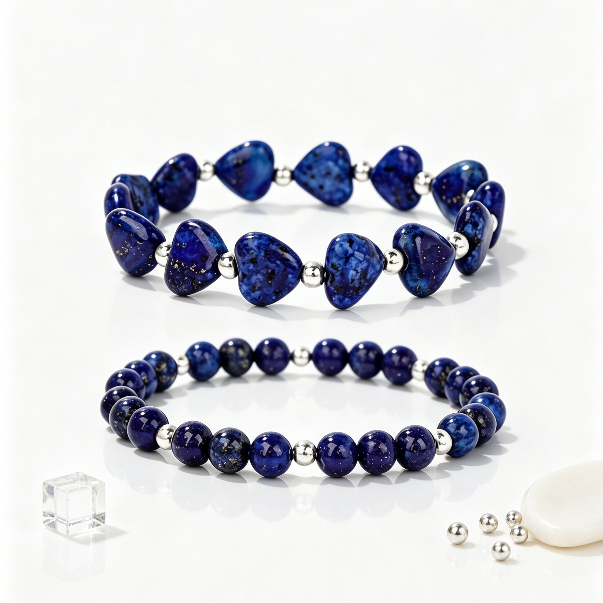 TEMU Juego de 2 pulseras de piedra natural de para , joyería bohemia retro elegante con piedra en forma de , regalo para mujer y hombre, amor y para