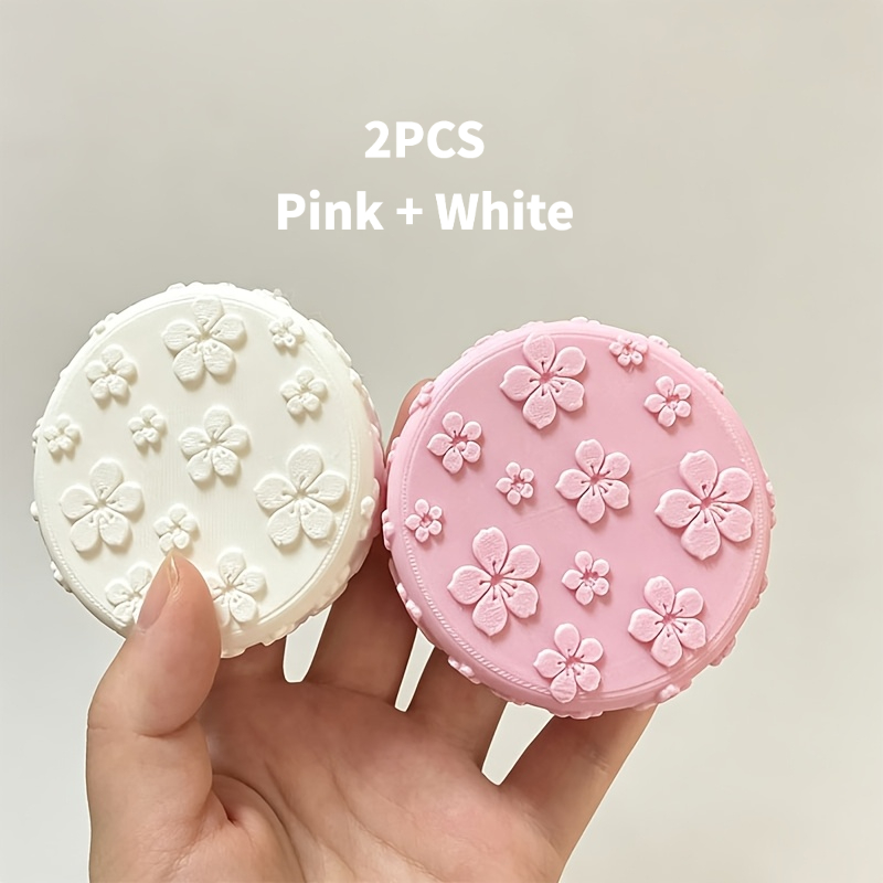 TEMU 2pcs Set Pink And White Embossed Floral Makeup Pad Storage Box Portable Travel Jewelry Small Mini Organizer