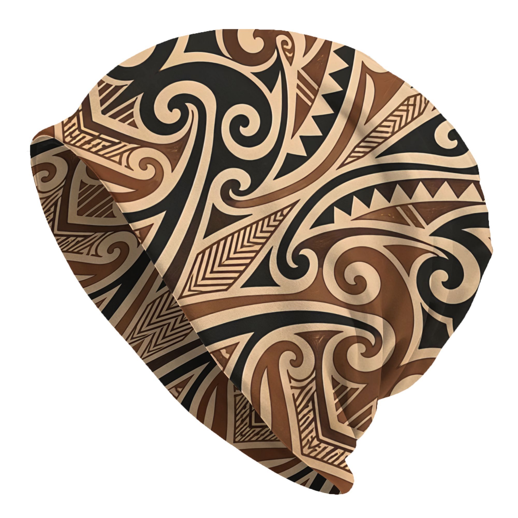 TEMU 2d Print Design Maori Abalone Koru Flower Pattern Print Thin Beanies Sports Hat Unisex Hip Hop Hat For Outdoor Use