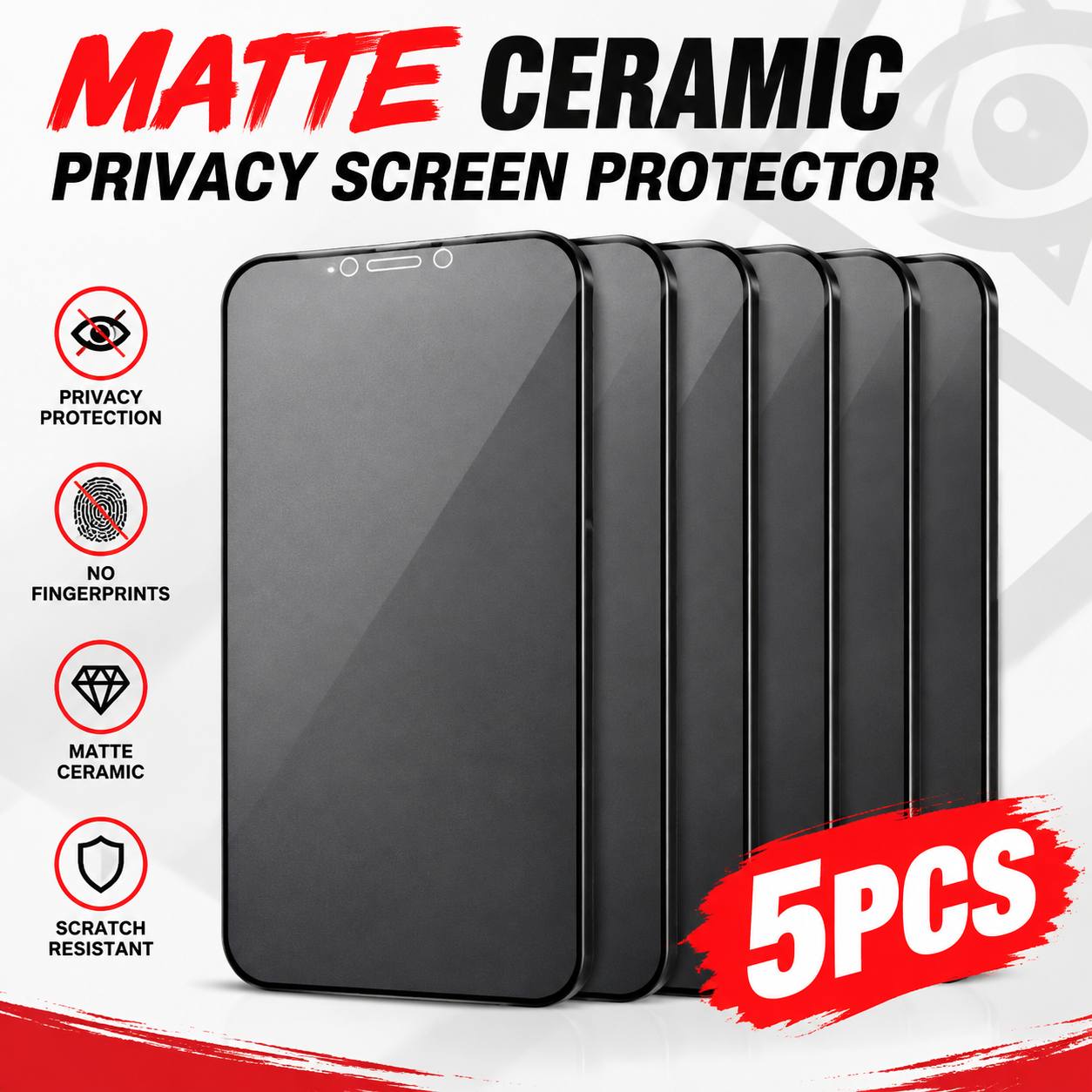 TEMU 5pcs Soft Ceramic Anti-spy Screen Protector, High Toughness Wear Resistant, Curved Edge Fit, Anti-warp Edge, Daily Privacy Protection For Iphone