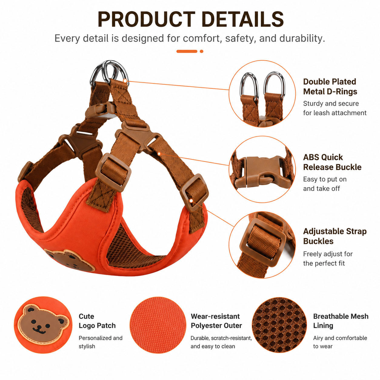 Name/Text Pet Harness and Leash System for Outdoor Walks