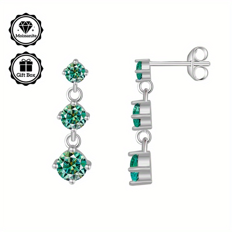 TEMU 1 Pair 1.8 Carat Gra Moissanite Earrings, 925 Silvery Earring Needles, Stud Earrings, Earrings For Women, Jewelry For Women, Elegant Earing For