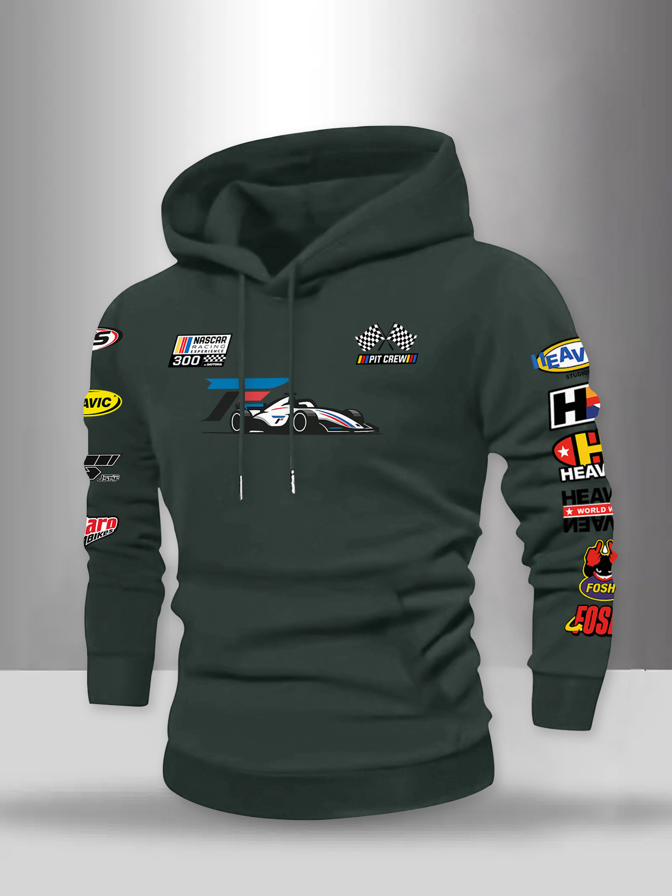 New Multi-Color Racing Passion Theme Fashion Trend Pattern Sweatshirt for Men, Loose Fit Couple -Lined Hoodie Casual Outerwear Suitable for Outdoor Sports and Fitness