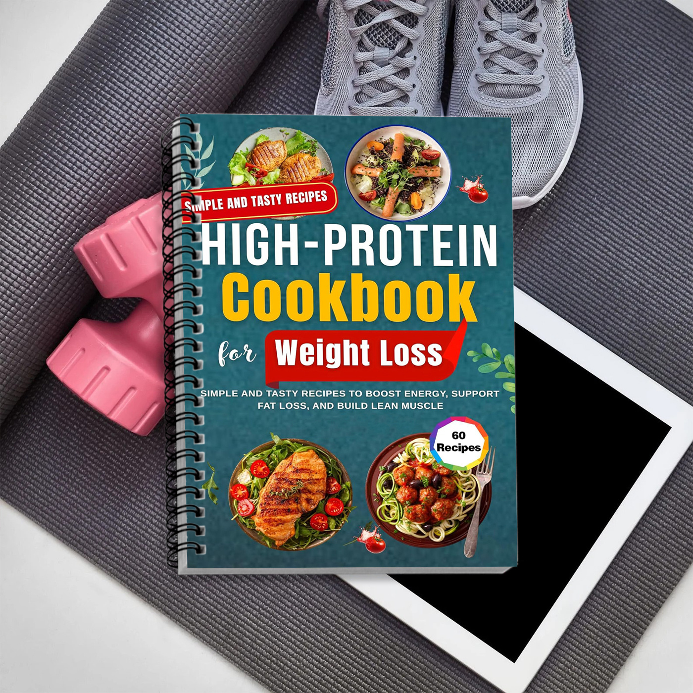 TEMU 1 Book For 60-day Fitness & Nutrition Planner For /men - 60 High-protein Recipes, Journal With Progress Tracking (weight, Sleep, Steps), Spiral