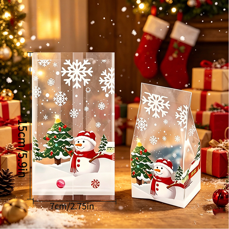 TEMU 48/98pcs Transparent Plastic Packaging, Christmas Snowflake Gift Bag - Transparent Plastic Packaging, Suitable For Holiday Parties, New Year,