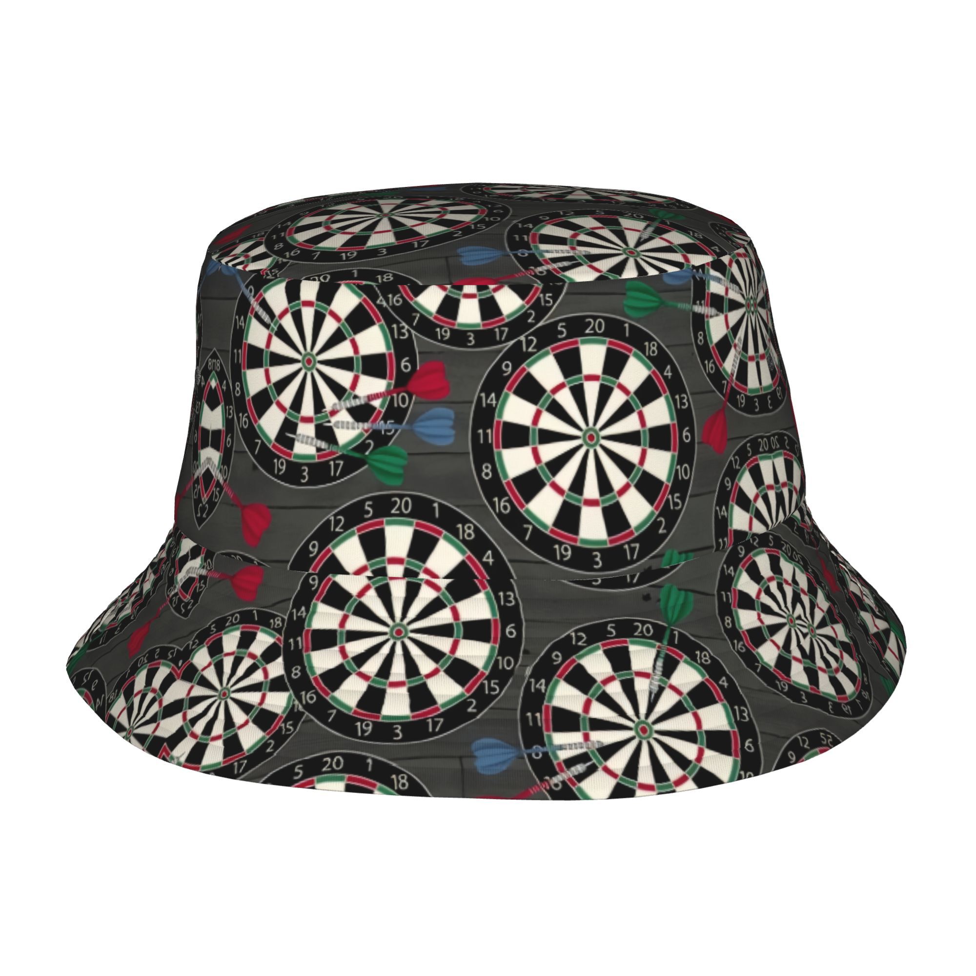 TEMU 1pc Dartboard Print Dart Number 18-0 Design Wide Brim Bucket Hat - Unisex Retro Dart Accessory For , Outdoor Dart-themed Party, Beach, Casual