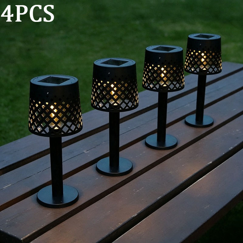 4pcs Solar-powered Outdoor Garden Patio Lights, Suitable For Garden, Lawn, Terrace, And Camping Table Lighting, Single Lighting Mode