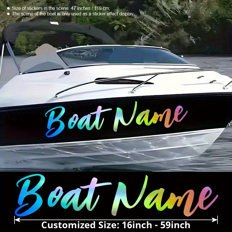 Custom Boat Name Sticker, Handwritten Reflective Vinyl Decal