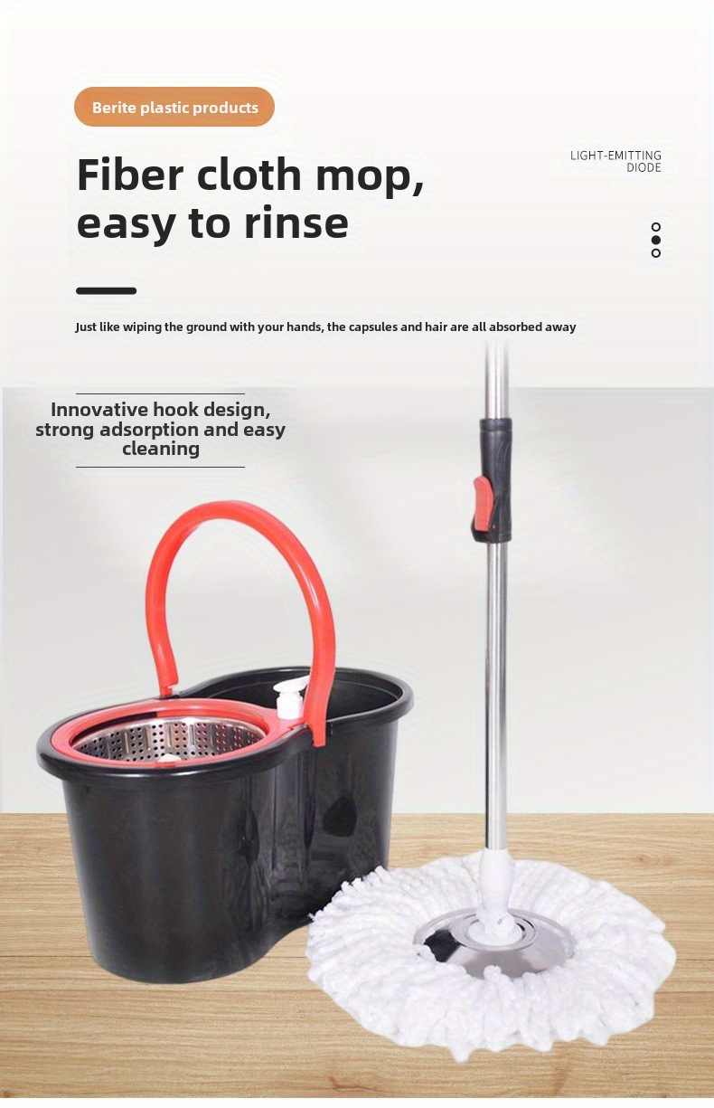 easy     spin mop set with stainless steel handle self squeeze   washing for kitchen bathroom living room bedroom details 6