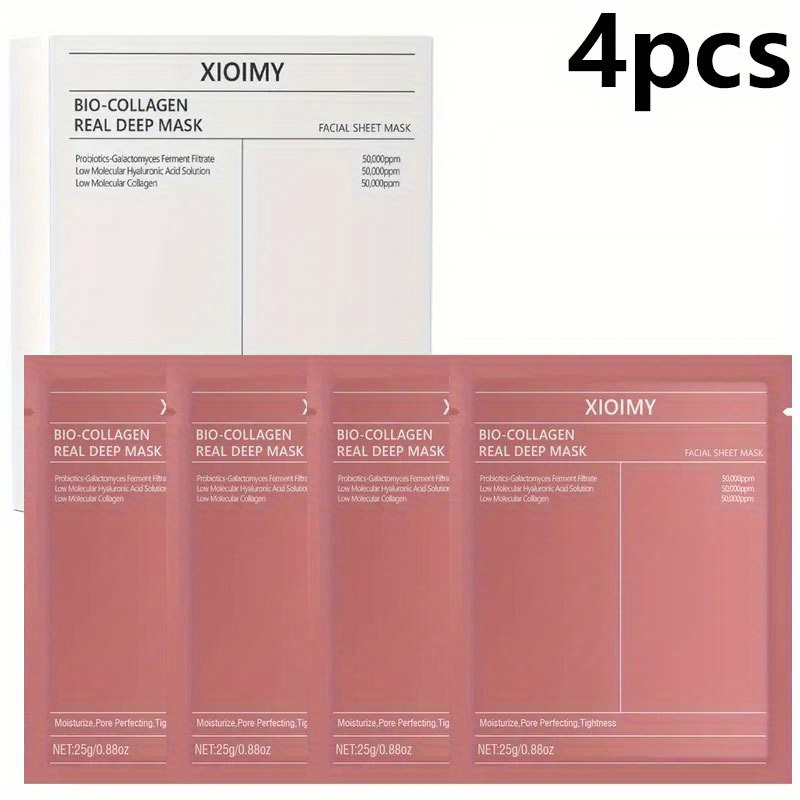 TEMU 4pcs Mask Set - Hypoallergenic, Alcohol-free, Moisturizing Face Masks For Hydrating, Firming And - Ideal For All Face Types, Collagen Face