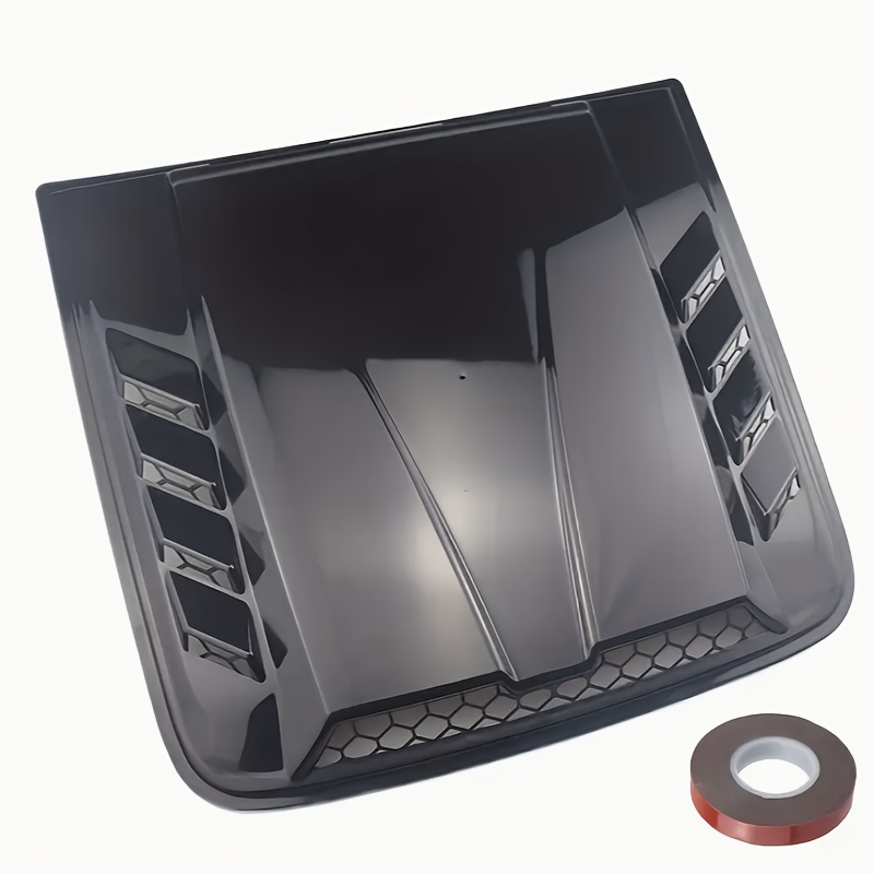 TEMU High Gloss Black Abs Plastic Car Engine Hood Vent Cover With Fake Airflow Design- For Drilling And Pasting Installation, High-quality Decorative