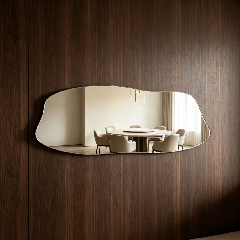 Acrylic Horizontal Wavy Fluid Shape Decorative Mirror