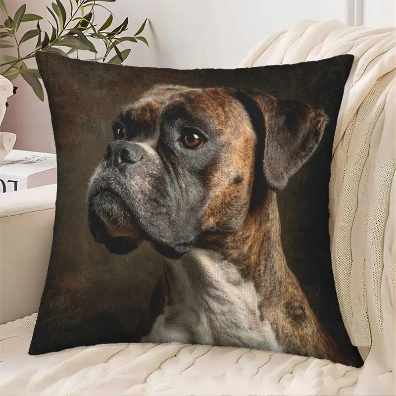 TEMU 1pc Boxer Dog Pattern Pillowcase, Suitable For Room, Sofa, Bedroom, Without Pillow Core, Decoration And Holiday Gift, Housewarming Gift,