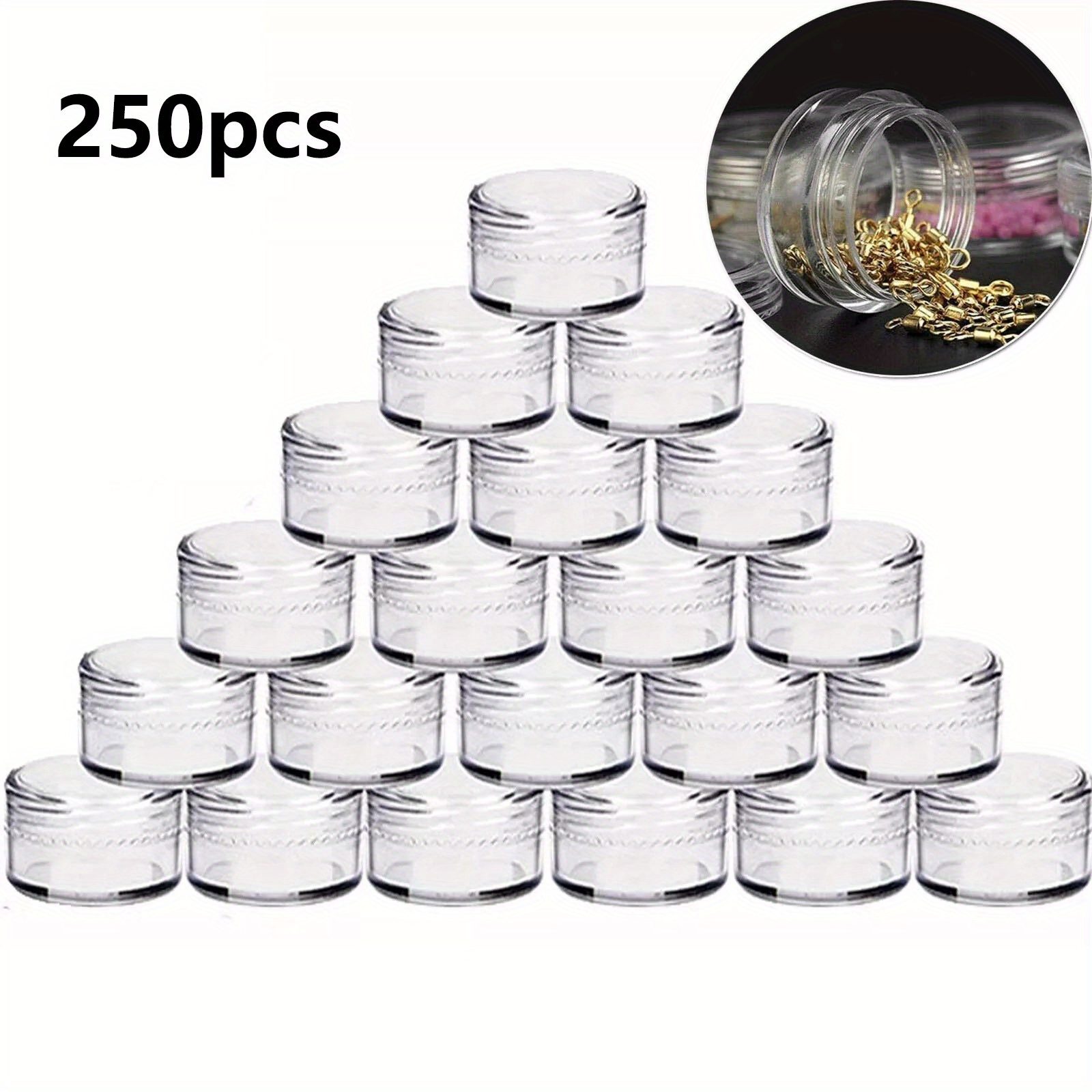TEMU 250pcs 5 Gram Sample Containers With Lids, Clear Sample Jars, Empty Lip Balm Containers, Mini Cosmetic Containers With Lids, Makeup Travel